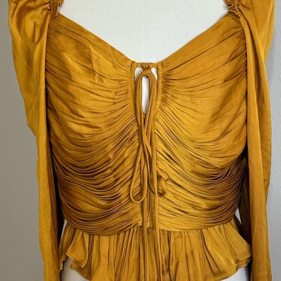 HOUSE OF HARLOW 1960 Gold Satin Long Sleeve
Ruched‎ Cropped Top NWT size M Sexy - Picture 2 of 13